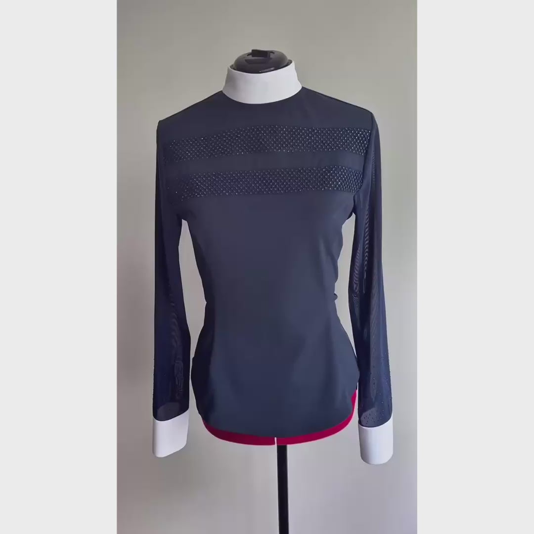 Navy Crystal Riding Shirt